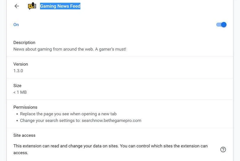 Remove Gaming News Feed browser hijacker (Virus Removal Guide) 1 Image: Gaming News Feed Chrome extension