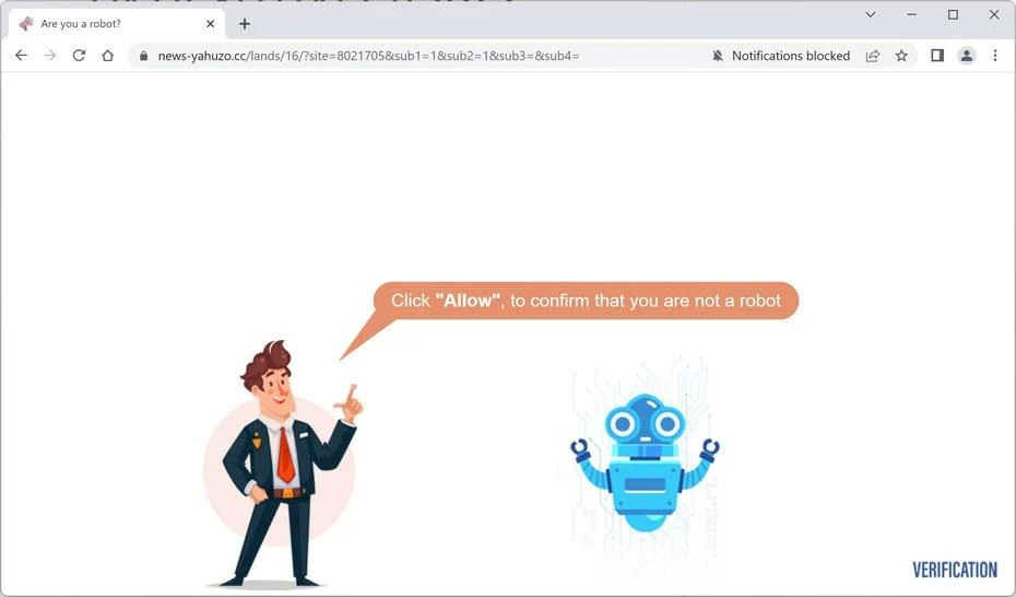 Image: Chrome browser is redirected to News-yahuzo.cc