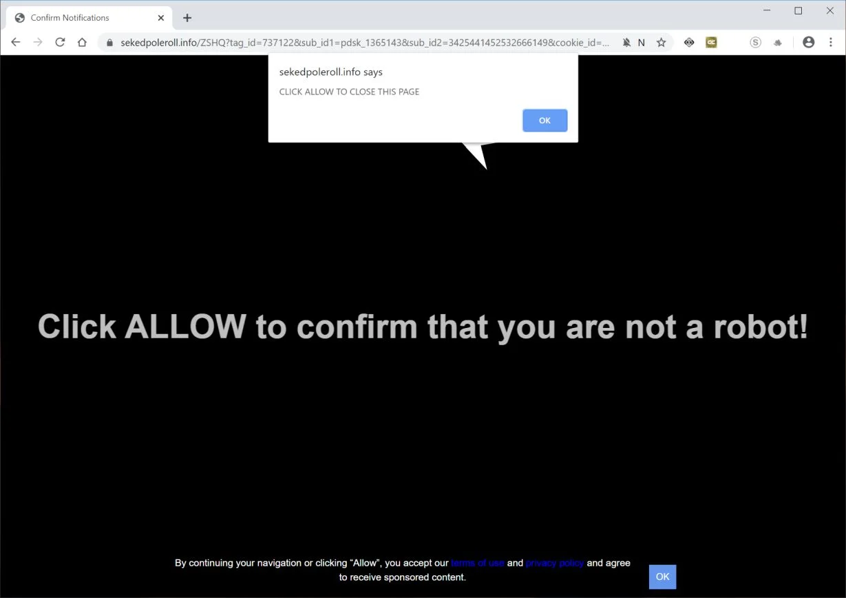How to remove Sekedpoleroll.info pop-up ads (Virus Removal Guide) 1 Image: Chrome browser is redirected to Sekedpoleroll.info