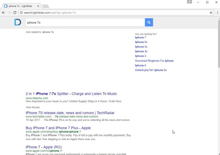 Search.lightdials.com redirect virus