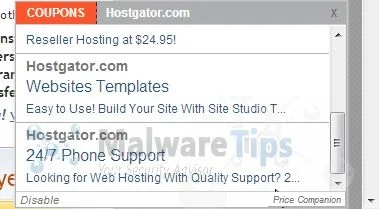 [Image: Price Companion pop-up virus]