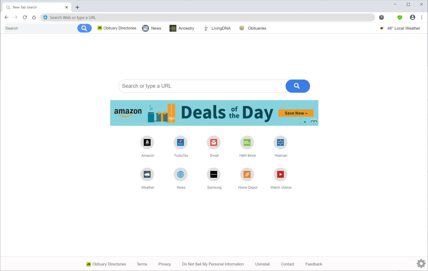 How to remove Obituary Directories redirect (Virus Removal Guide) 1 Image: Chrome browser is redirected to Obituary Directories