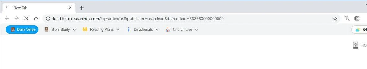 Remove TiktokSearches browser hijacker (Virus Removal Guide) 1 Image: Chrome browser is redirected to TiktokSearches