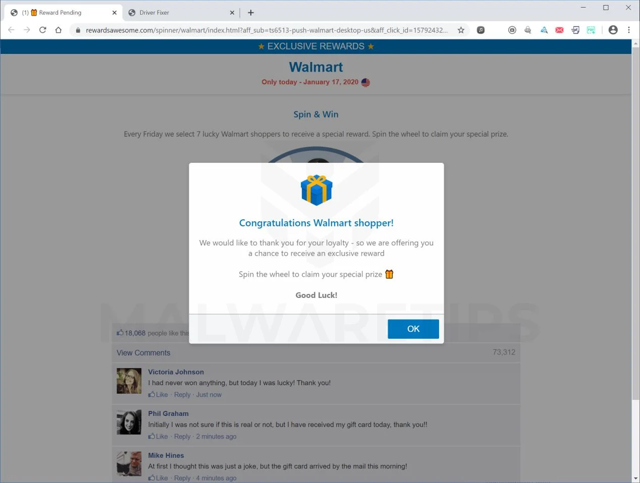 Remove "Congratulations Walmart shopper!" pop-up ads (Virus Removal Guide) 1 Image: Congratulations Walmart shopper Pop-up Scam