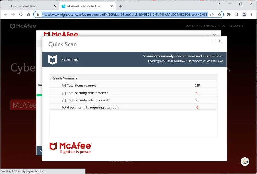 Image: Highpotencysoftware.com Fake Alert