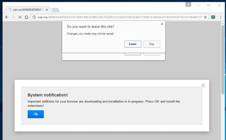 sial.me Chrome Scam Virus