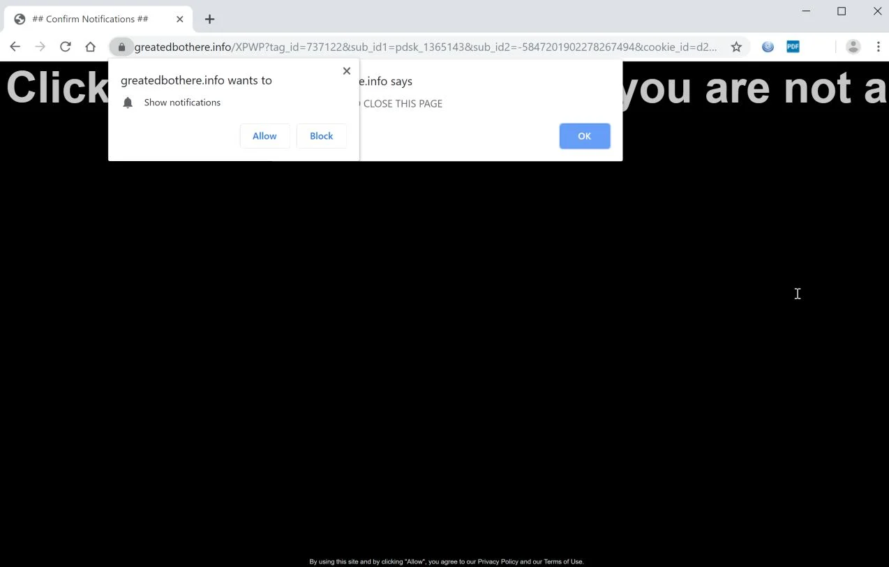 How to remove Greatedbothere.info pop-up ads (Virus Removal Guide) 1 Image: Chrome browser is redirected to Greatedbothere.info