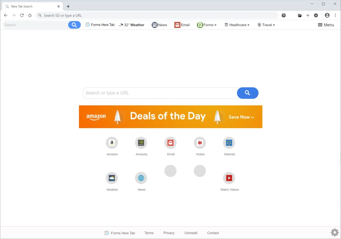 Image: Chrome browser is redirected to Forms Here Tab
