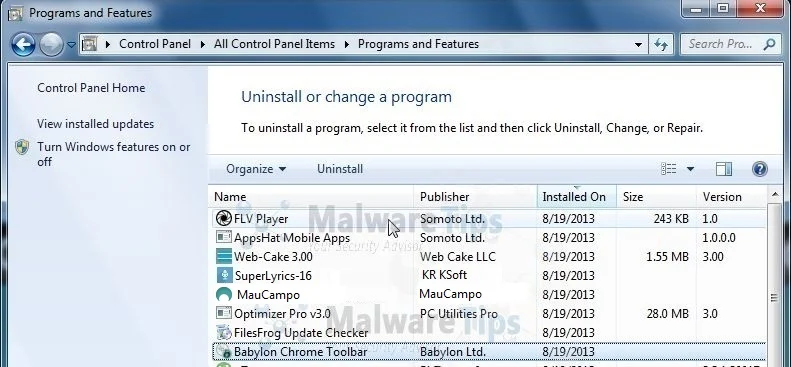 [Image: Uninstall MauCampo program from Windows]