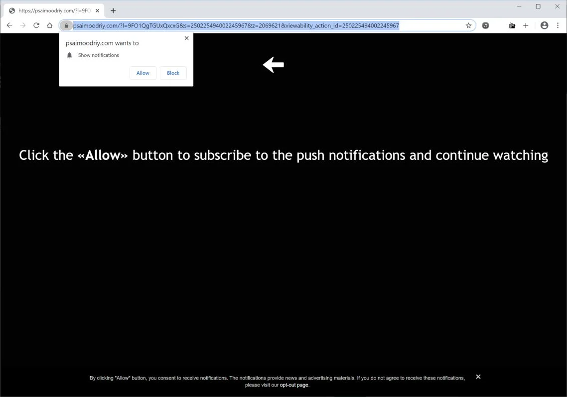 Remove Psaimoodriy.com pop-up ads (Virus Removal Guide) 1 Image: Chrome browser is redirected to Psaimoodriy.com