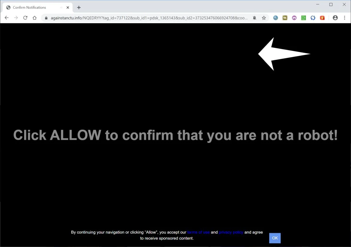 How to remove Againstanctu.info pop-up ads (Virus Removal Guide) 1 Image: Chrome browser is redirected to Againstanctu.info