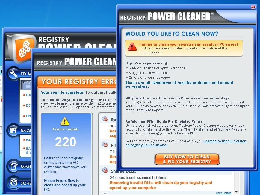 Winferno Registry Power Cleaner virus