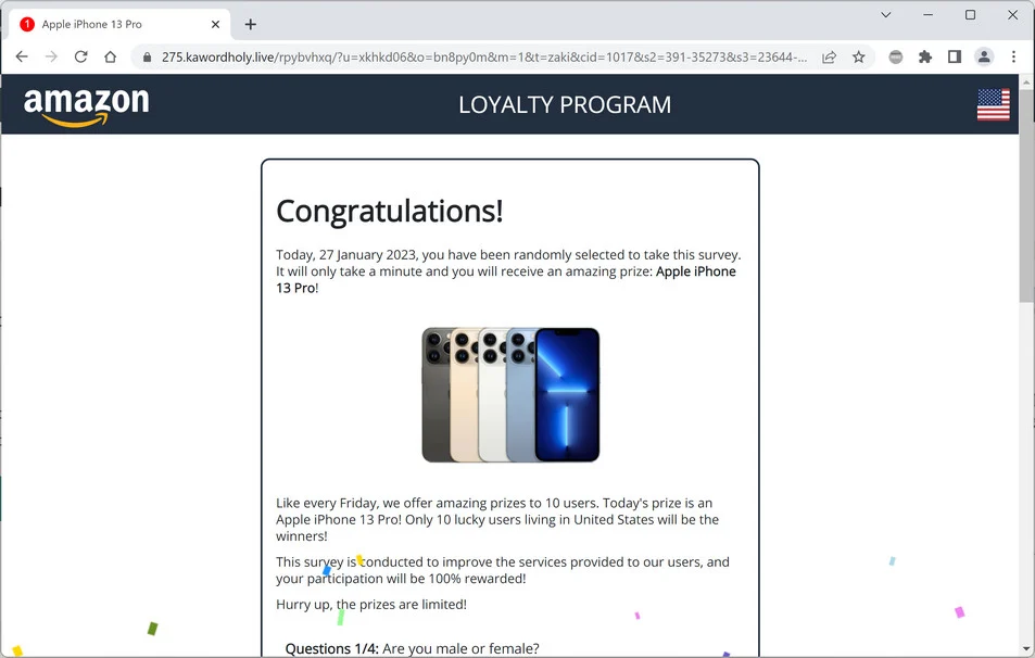 Image: Kawordholy.live Survey Scam