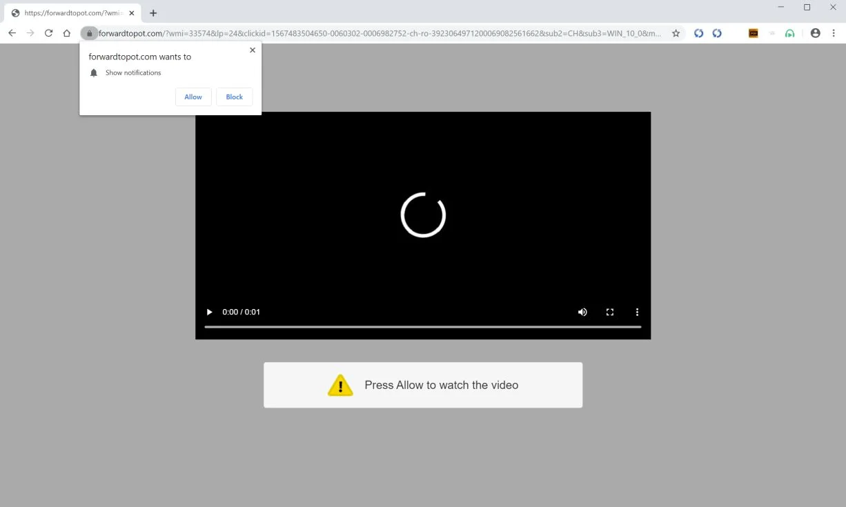 Image: Chrome browser is redirected to Forwardtopot.com