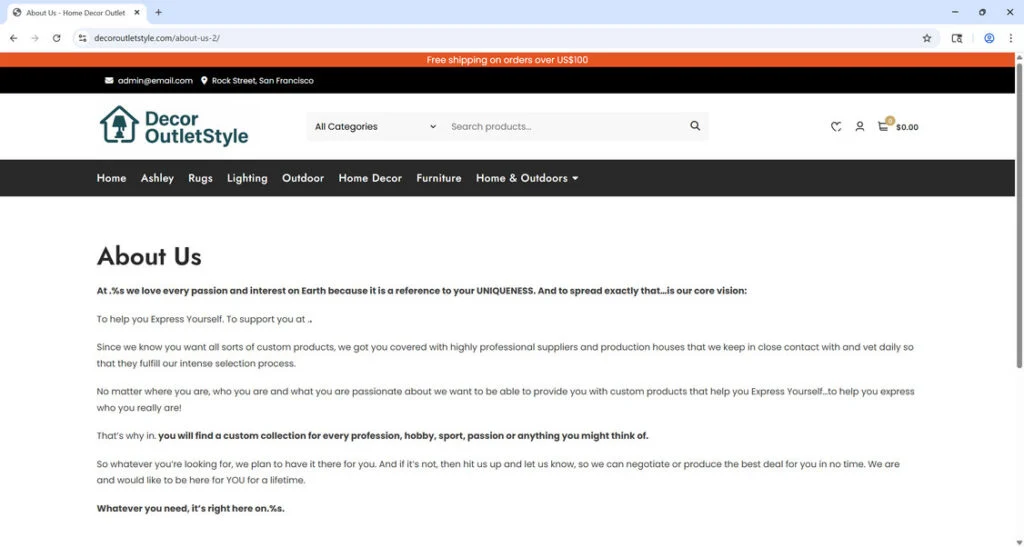 Decoroutletstyle.com Scam Store - Total Ripoff Alert 1 decoroutletstyle.com scam