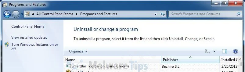[Image: Uninstall SmartBar Toolbar on IE and Chrome program]
