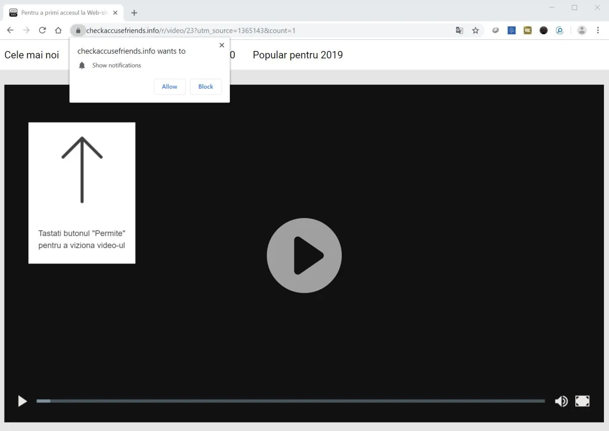 Image: Chrome browser is redirected to the Checkaccusefriends.info site