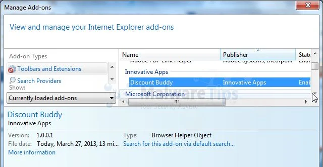 [Image: Discount Buddy Internet Explorer extension]