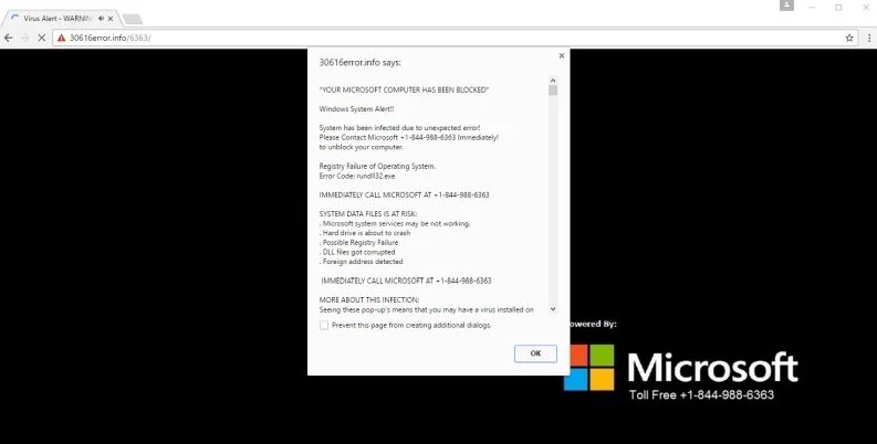 Your Microsoft Computer Has Been Blocked virus