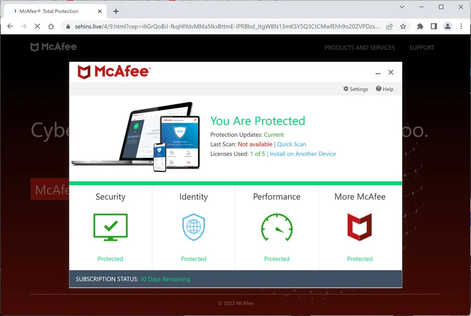 Image: Chrome browser is redirected to Sehins.live