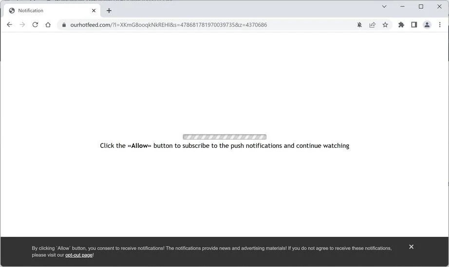 How to Remove Ourhotfeed.com Pop-up Ads (Virus Removal Guide) 1 Image: Chrome browser is redirected to Ourhotfeed.com