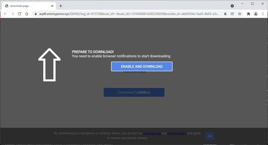 How to Remove Erismyperso.xyz Ads (Virus Removal Guide) 1 Image: Chrome browser is redirected to Erismyperso.xyz