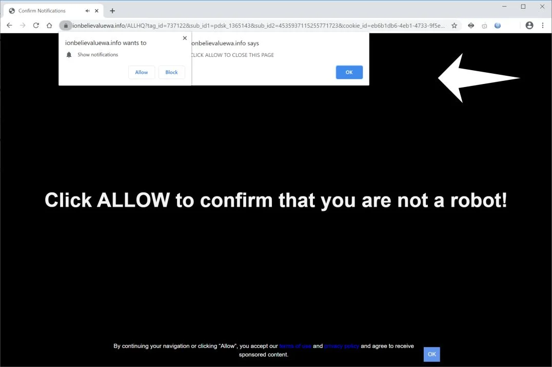 How to remove Ionbelievaluewa.info pop-up ads (Virus Removal Guide) 1 Image: Chrome browser is redirected to Ionbelievaluewa.info