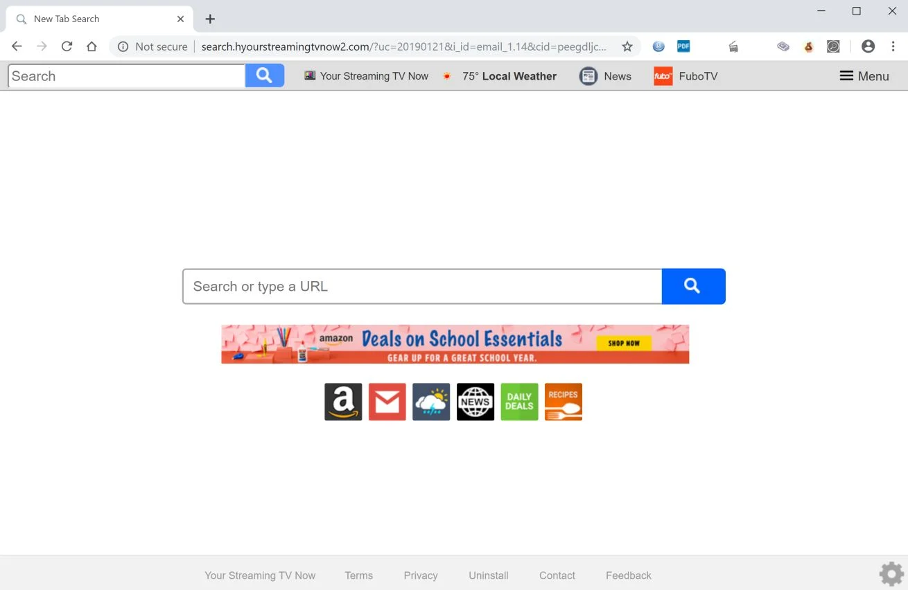 Remove Search.hyourstreamingtvnow2.com redirect (Virus Removal Guide) 1 Image: Chrome browser is redirected to search.hyourstreamingtvnow2.com