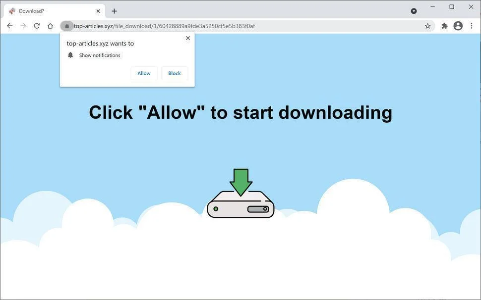 Remove Top-articles.xyz pop-up ads (Virus Removal Guide) 1 Image: Chrome browser is redirected to Top-articles.xyz