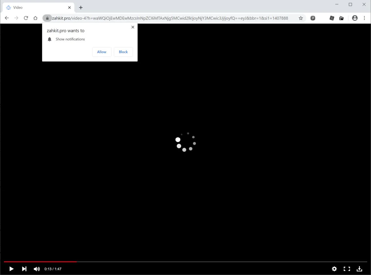 Image: Chrome browser is redirected to Zahkit.pro