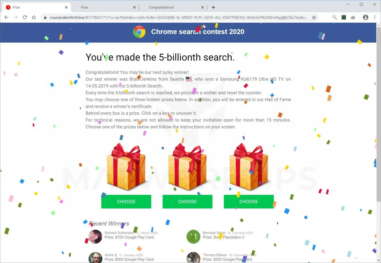 Remove Courserahmfm9.live pop-up ads (Virus Removal Guide) 1 Image: Chrome browser is redirected to Courserahmfm9.live
