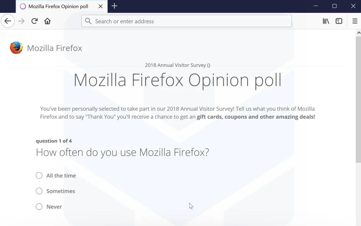 Mozilla Firefox Opinion poll Scam