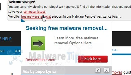 [Image: RehabMatters.com pop-up ads]