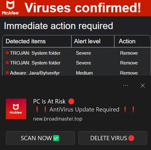 Image: McAfee Viruses Confirmed Pop-up Ads Scam