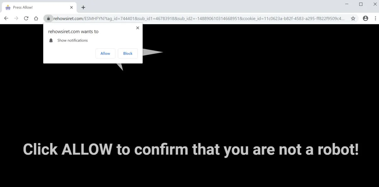 How to remove Rehowsiret.com pop-up ads (Virus Removal Guide) 1 Image: Chrome browser is redirected to the Rehowsiret.com site