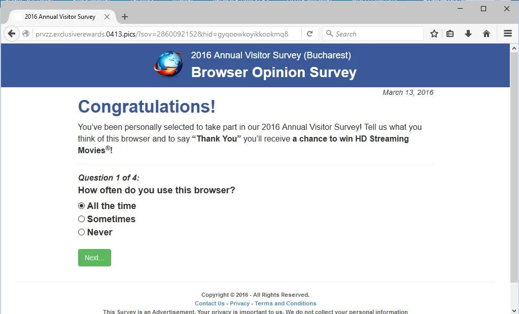 Firefox Opinion Survey adware