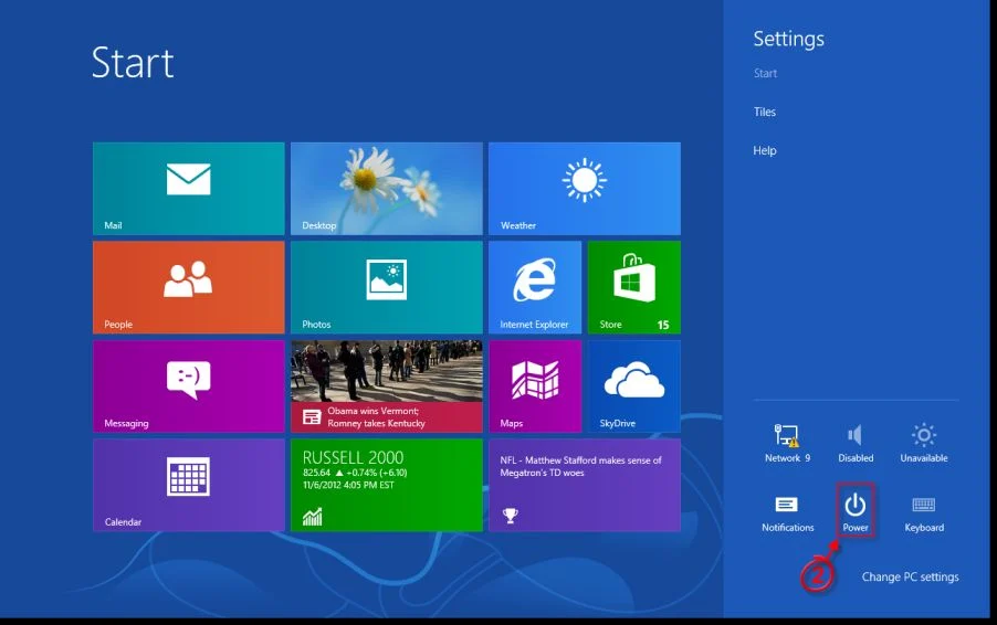 [Image: Windows 8 power button]