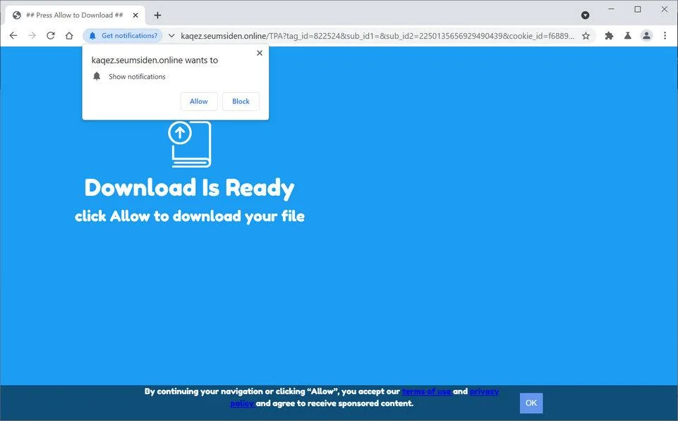 Remove Seumsiden.online pop-up ads (Virus Removal Guide) 1 Image: Chrome browser is redirected to Seumsiden.online