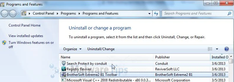 [Image: Uninstall FaceSmooch programs]