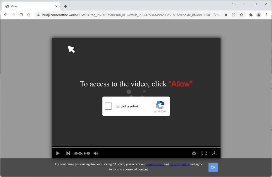 Image: Chrome browser is redirected to Cornerofthe.work