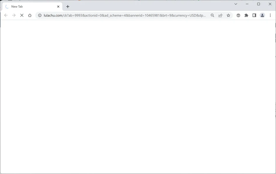 Image: Chrome browser is redirected to Lulachu.com