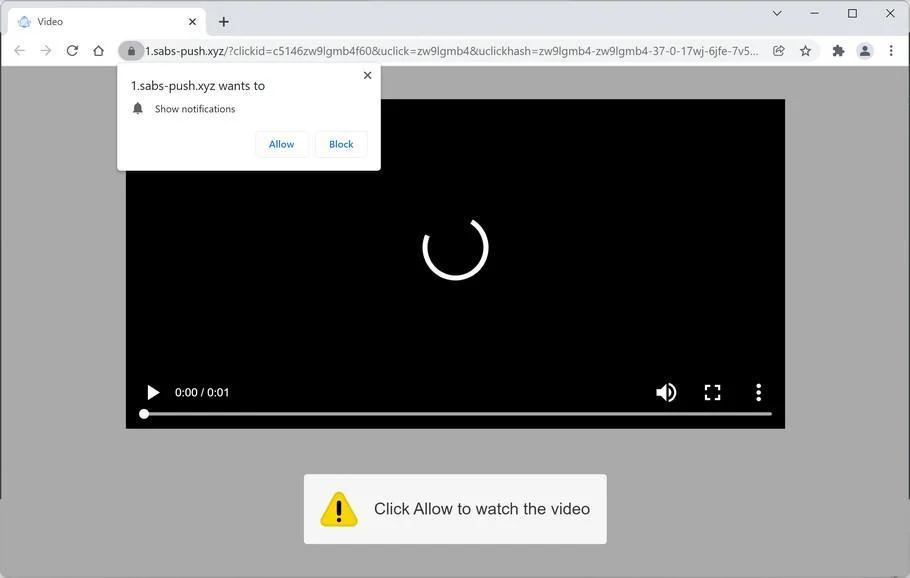 How to Remove Sabs-push.xyz Pop-up Ads (Virus Removal Guide) 1 Image: Chrome browser is redirected to Sabs-push.xyz
