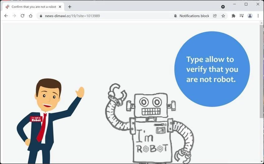 Image: Chrome browser is redirected to News-dimawi.cc