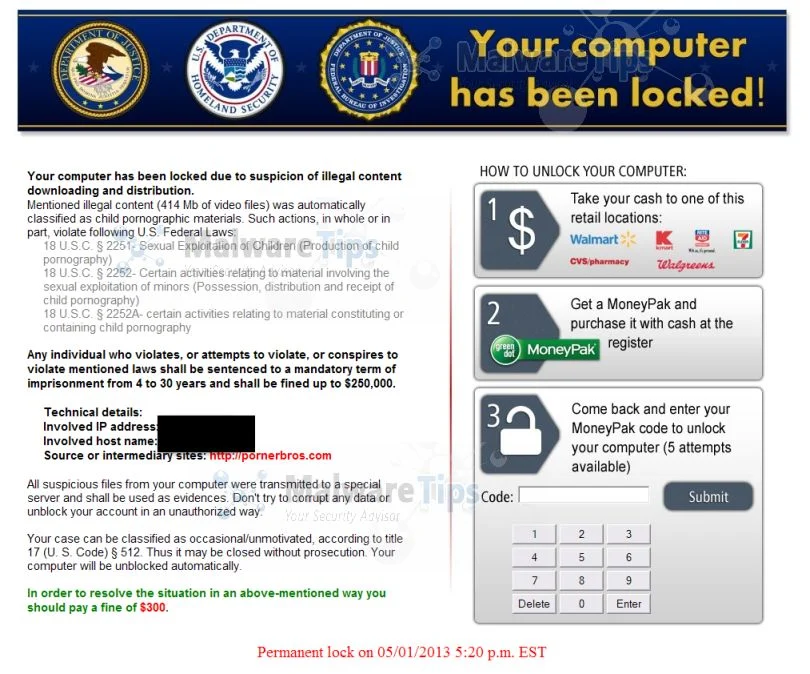 [Image: Your computer has been locked virus]