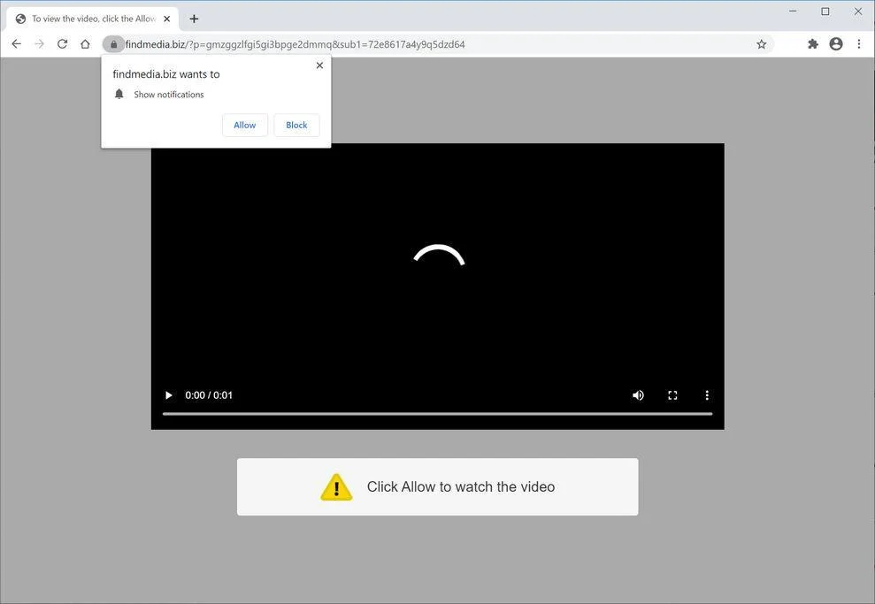 Image: Chrome browser is redirected to Findmedia.biz