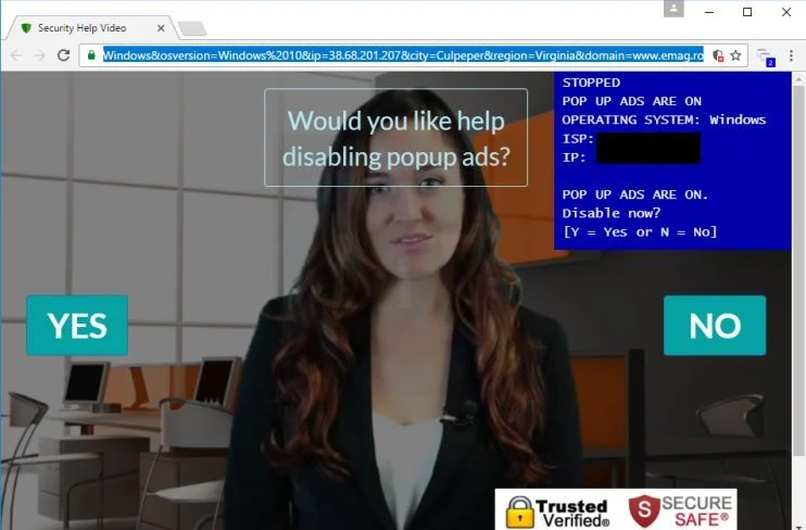 Security Help Video pop-up virus