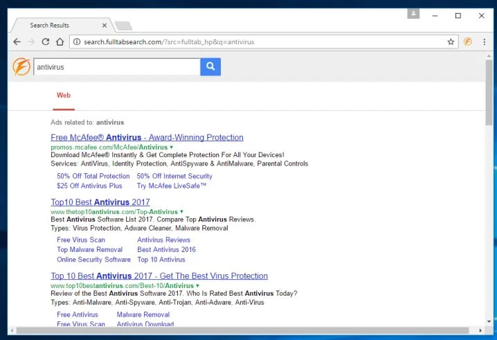 Search.fulltabsearch.com redirect virus