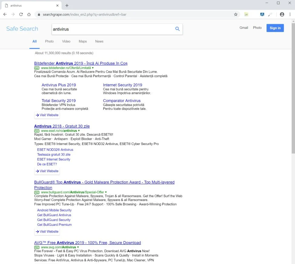 searchgrape.com redirect virus