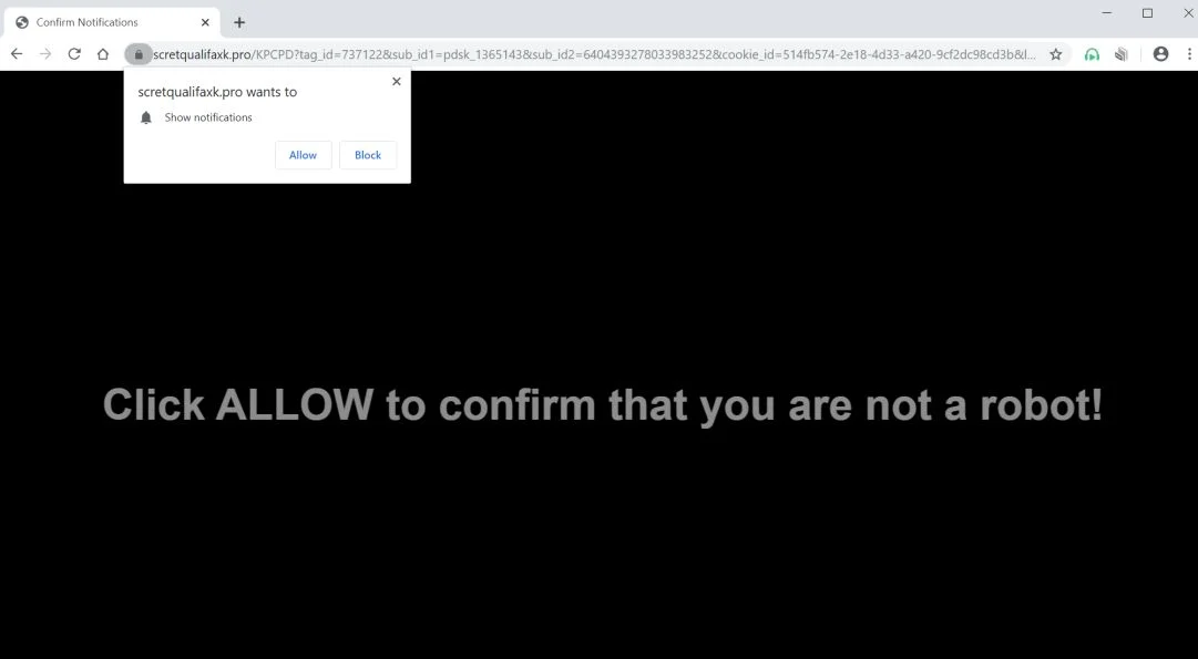 How to remove Scretqualifaxk.pro pop-up ads (Virus Removal Guide) 1 Image: Chrome browser is redirected to Scretqualifaxk.pro