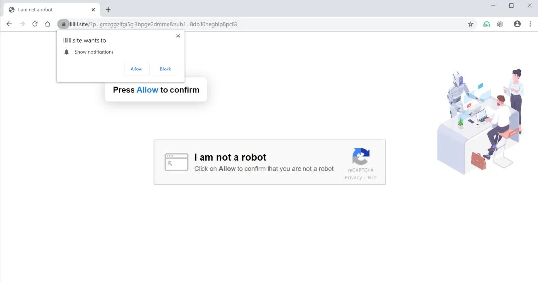 How to remove llllll.site pop-up ads (Virus Removal Guide) 1 Image: Chrome browser is redirected to llllll.site